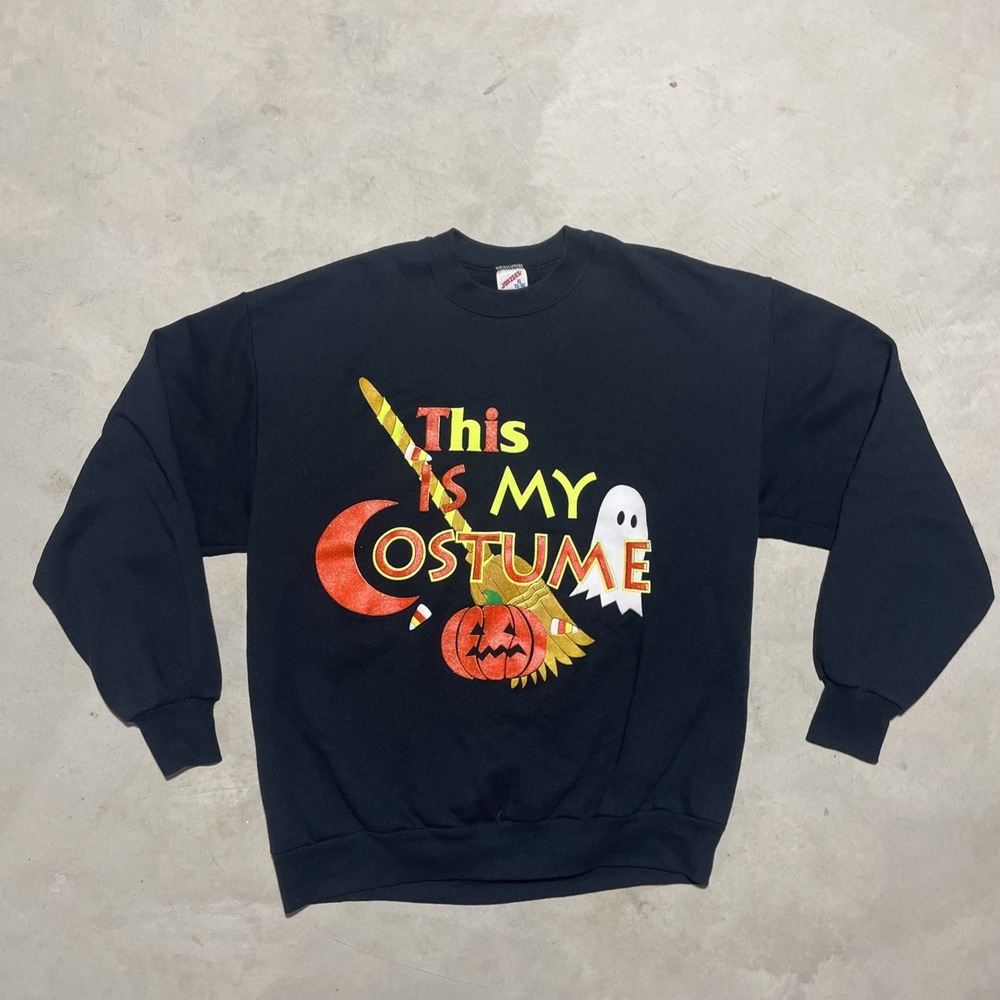 VTG 80/90s Halloween Halloween Costume Black Crewneck Sweatshirt Size XL USA
